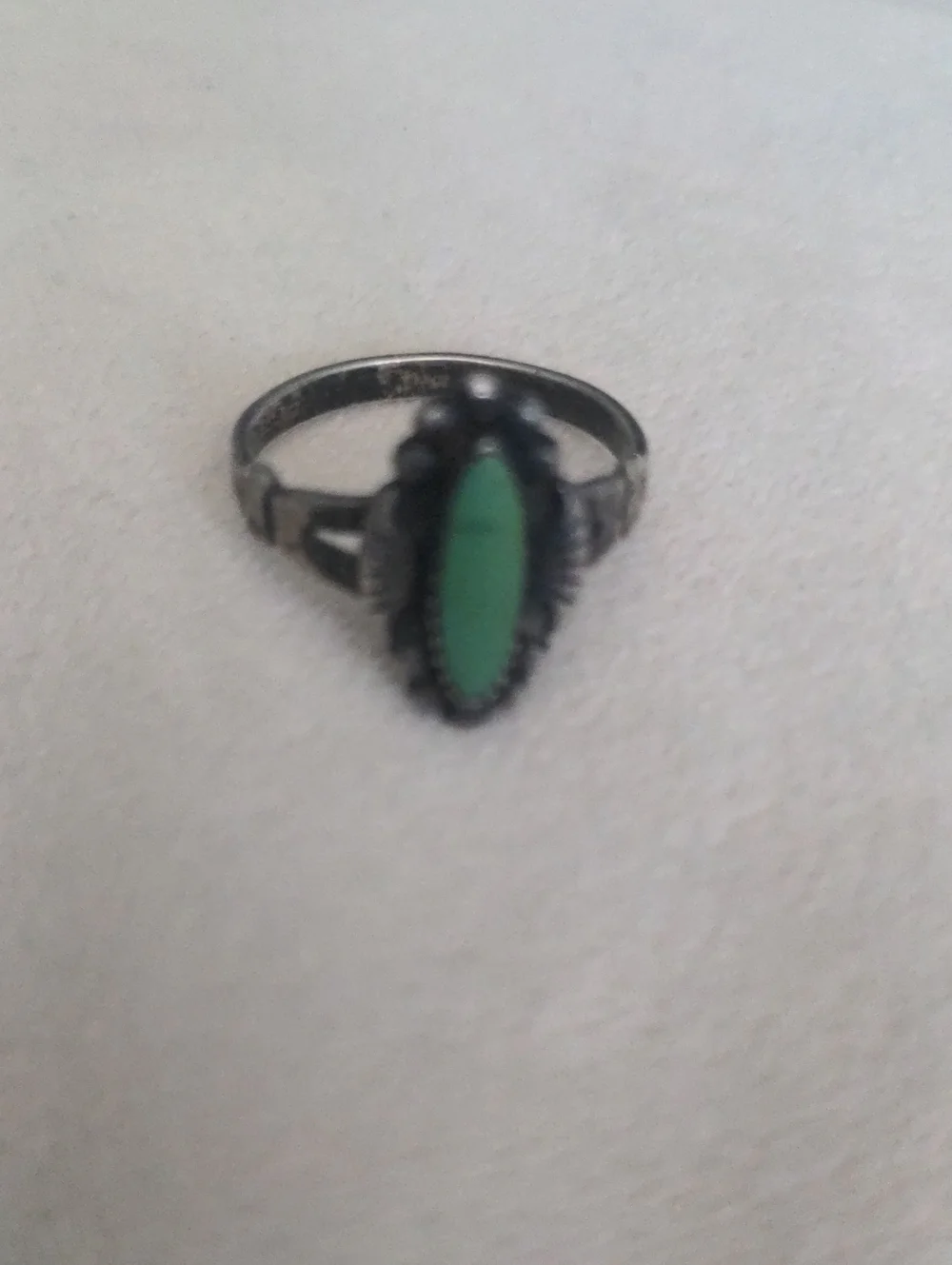 Vintage Bell Trading Post Sterling Silver Teardrop Turquoise Ring, Sz 6.